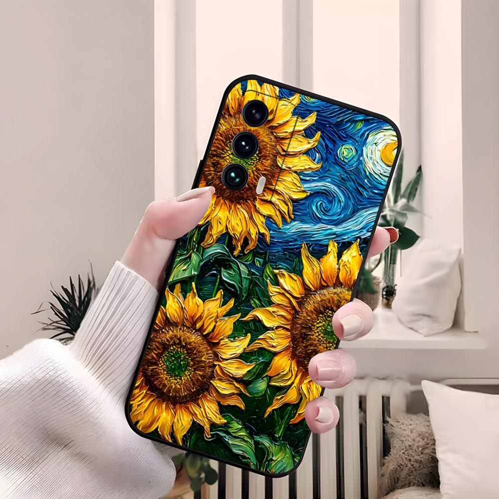 Van Gogh Starry Sunflowers Phone Case For Samsung S26 S25 Edge S24 S23 S22 S21 Ultra Plus Fe A55 56 15 4G 5G Galaxy Silicon Cove