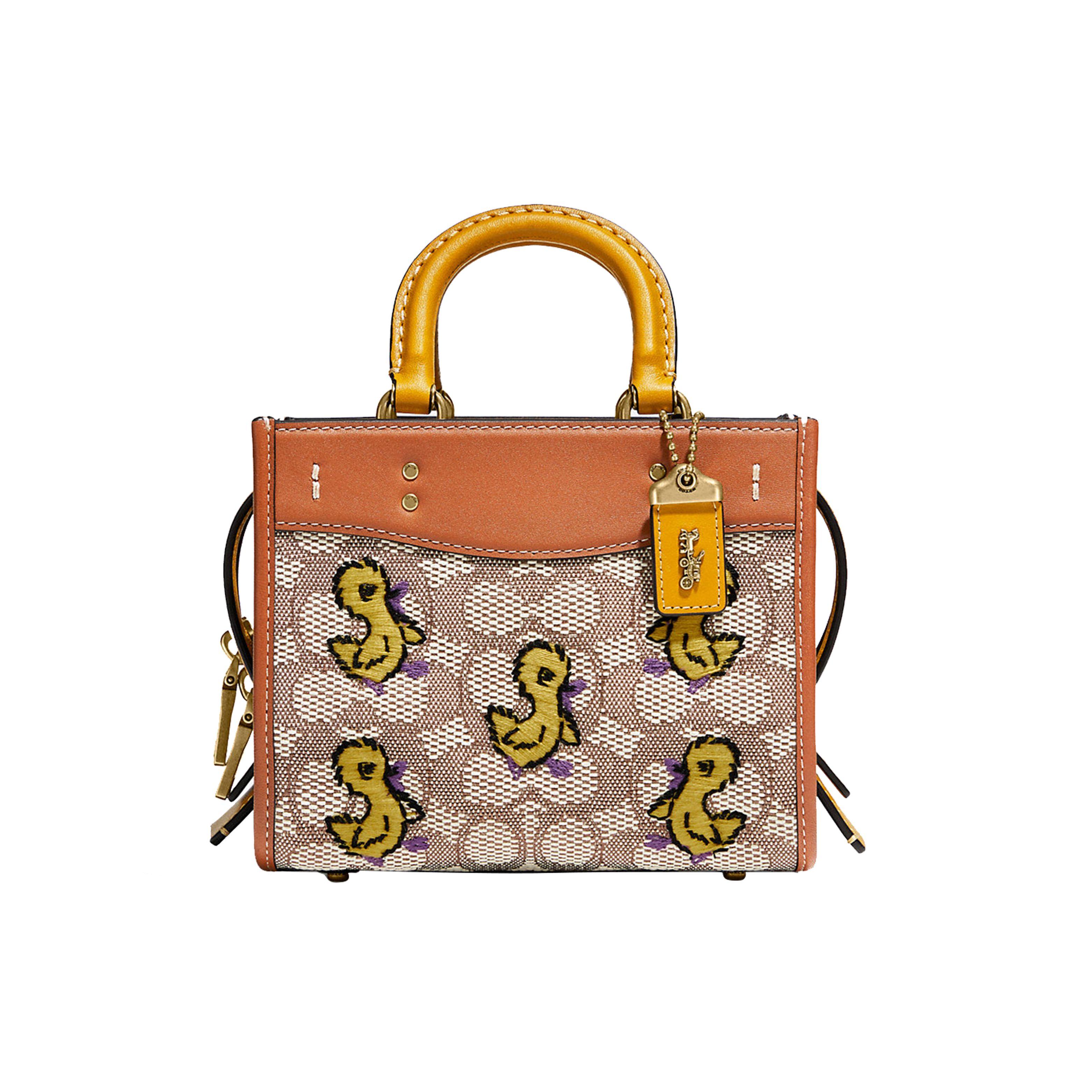 

Coach Rogue 17 Classic Monogram Duck Print Vintage Jacquard Fabric And Leather Shoulder Bag Women Shoulder Bag Caramel Yellow C6164-B4TA7 Basic Set (Bag+Dust Bag)