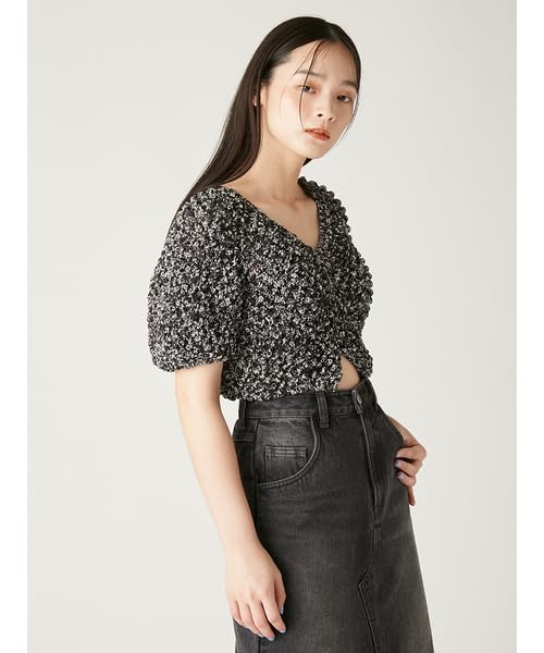 FRAY Krótka marszczona bluzka Mix I.D. Damski FWFB251109,