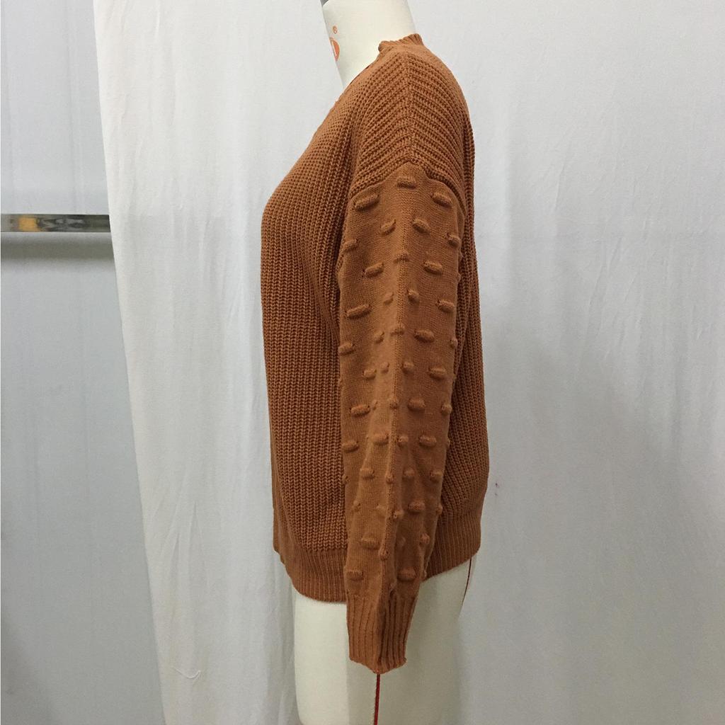 Women's Solid Color Knitted Pullover Sweater - European & American Autumn/Winter Casual Base Shirt P028