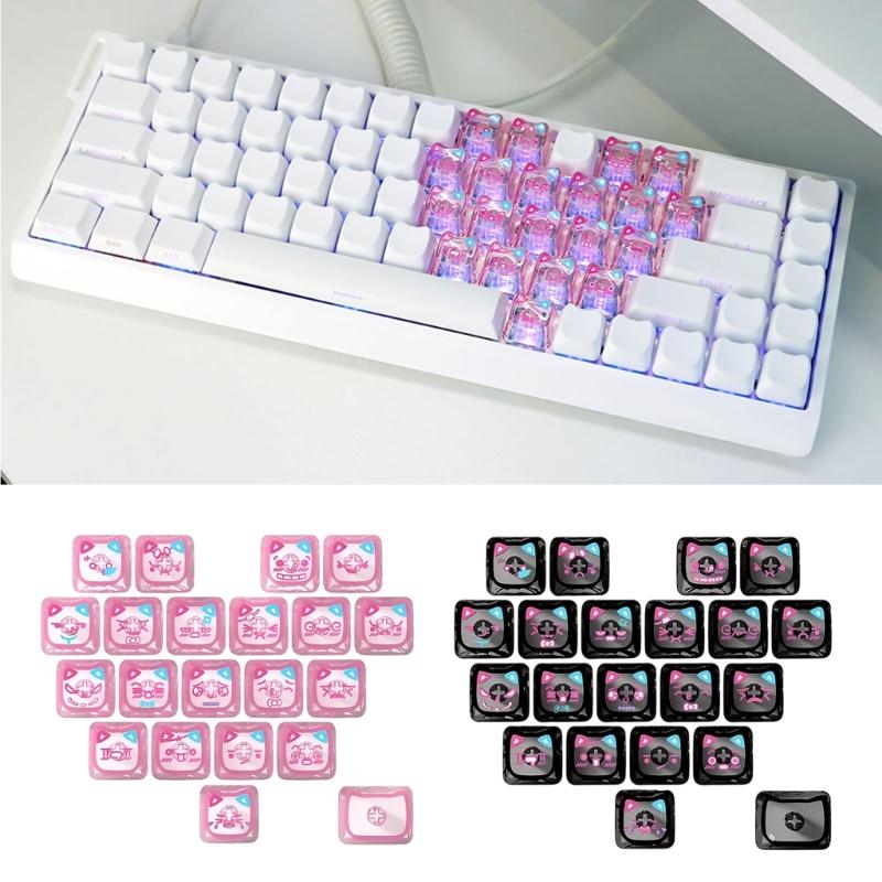 Ergonomic 21 Key Transparents Cats Shaped Keycaps With Heart Pattern PC Construction For Comfort Typing And Gaming Setups