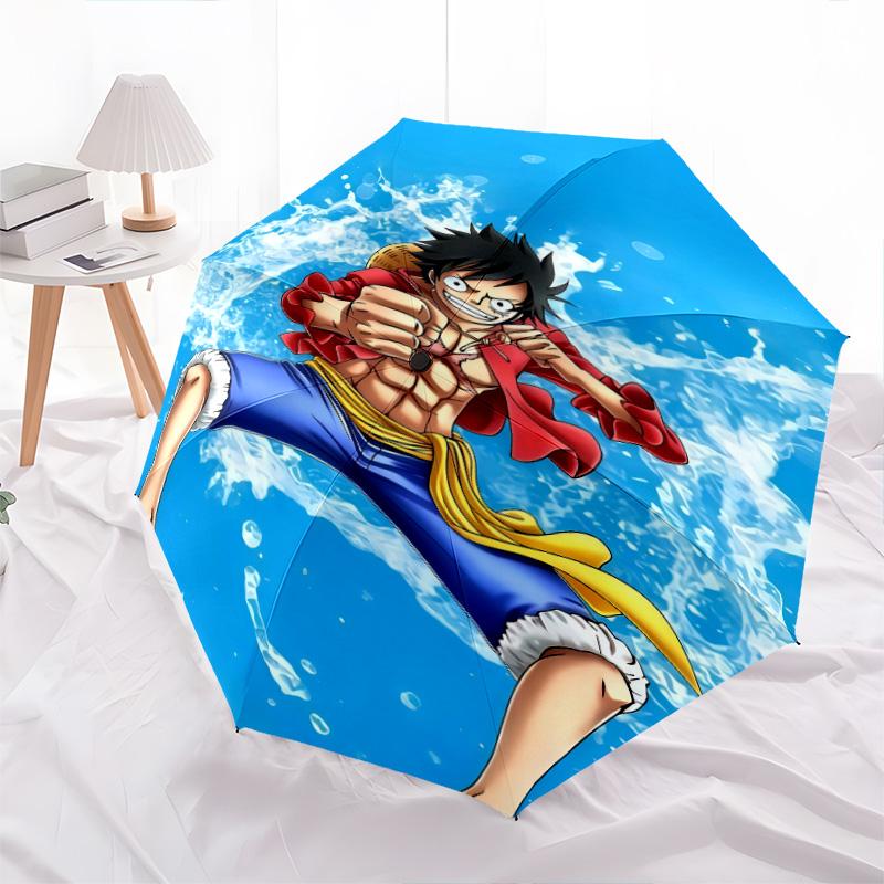 1 PC Automatic Folding Umbrella - Luffy D Pattern Portable Foldable Design With 8 Ribs Christmas Birthday Gifts