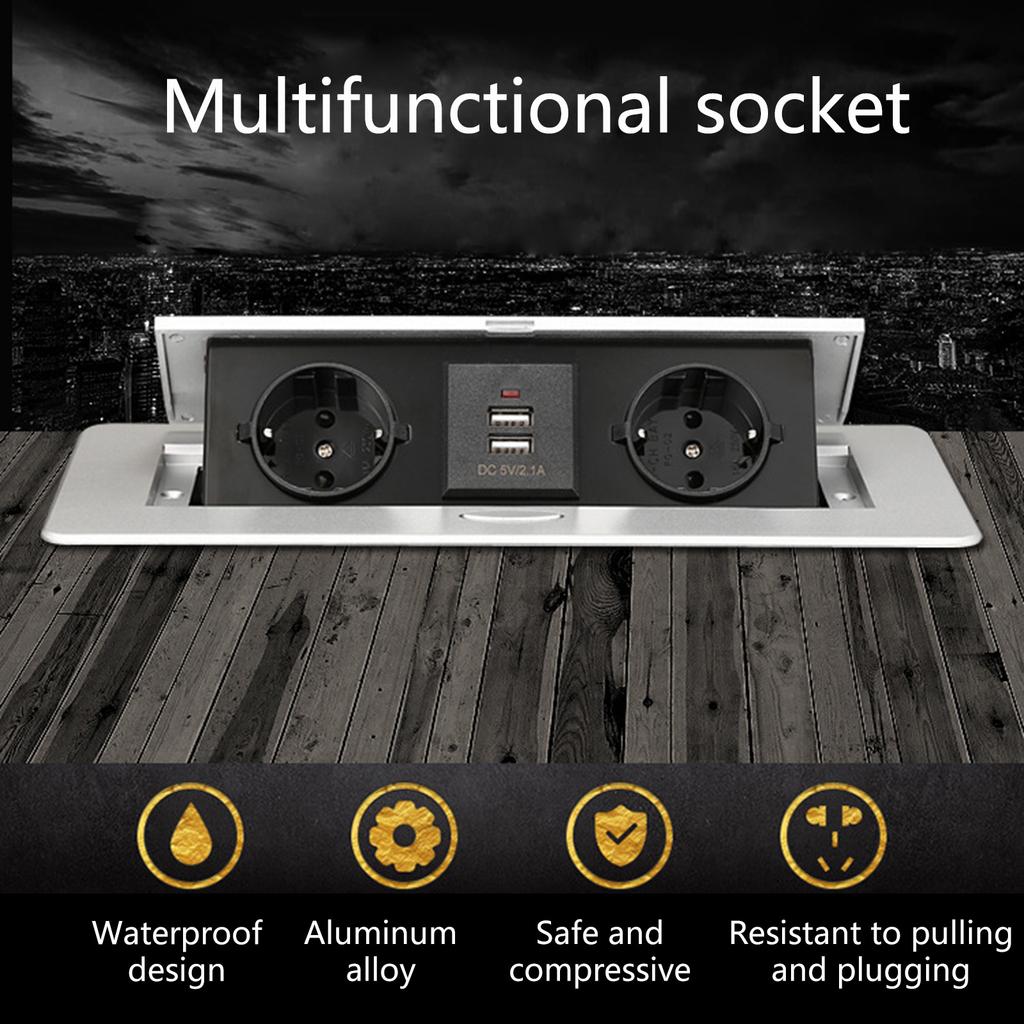Desktop Socket EU Plug Hidden Table Panel With USB Charging Slow for Pop Up Cover For Meeting Room Office Electrical Out