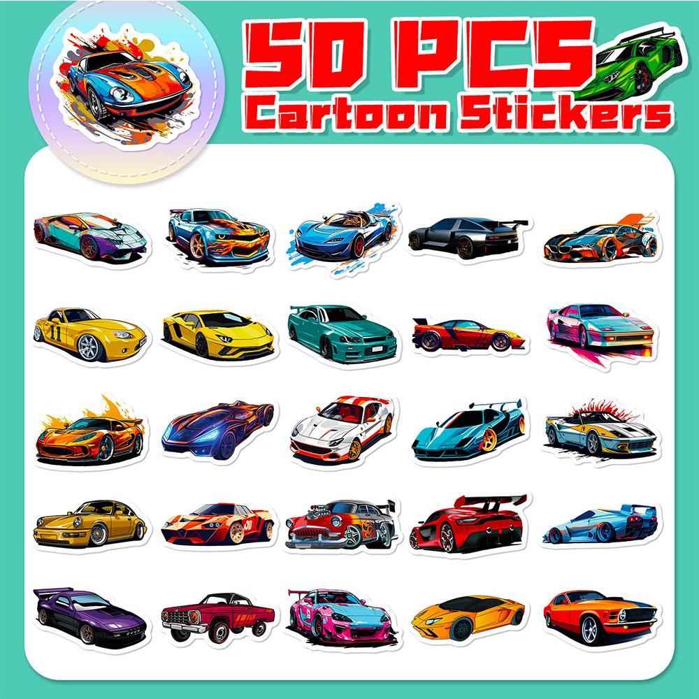 10 30 50 100Pcs Retrofit Racing Sports Car Waterproof Stickers Cartoon Graffiti Decals Kids Toy Luggage Laptop Bike Car Sticker
