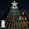 350 LED Christmas Decorations Star String Lights Waterproof Waterfall StarLights 8 Light Modes Remote & Timer,Waterproof Seasonal Lighting Decor for