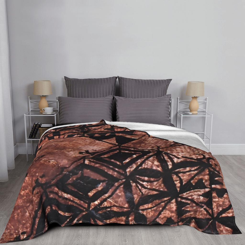 Polynesian Tongan Tapa Design Blanket Cover Flannel Tribal Ultra-Soft Throw Blanket for Bedroom Sofa Bed Rug