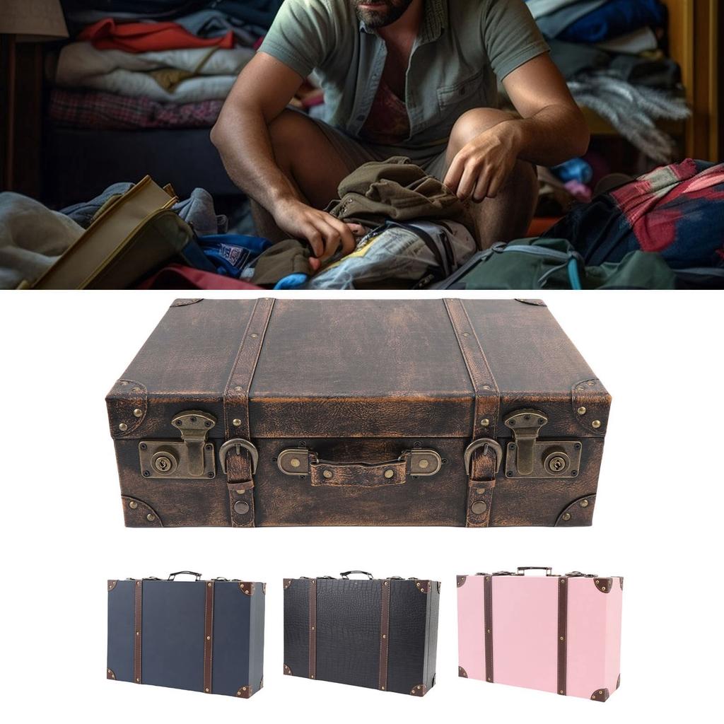 Vintage Suitcase Storage Box Travel Style Decorative Storage Luggage Decor For Birthday Wedding Decoration Photography Props