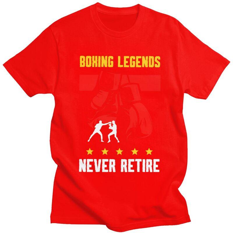 

Men Boxing Legends Never Retire T Shirt Streetwear Short Sleeves Pure Cotton Boxer Quote Colthing Casual Design Graphic Tee Tops S