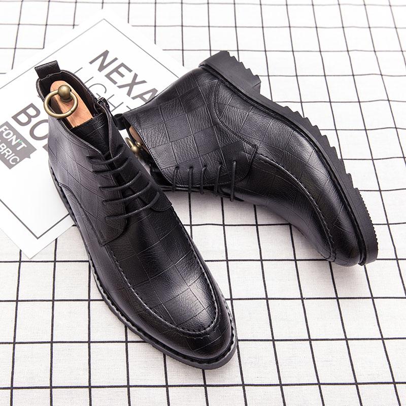 

Fashion New Boots Men Round Toe Black Brown European Style Lace Up Busines Fashion Retro Chelsea Boots Outdoor Training Shoes Size 37-44 37 чёрный