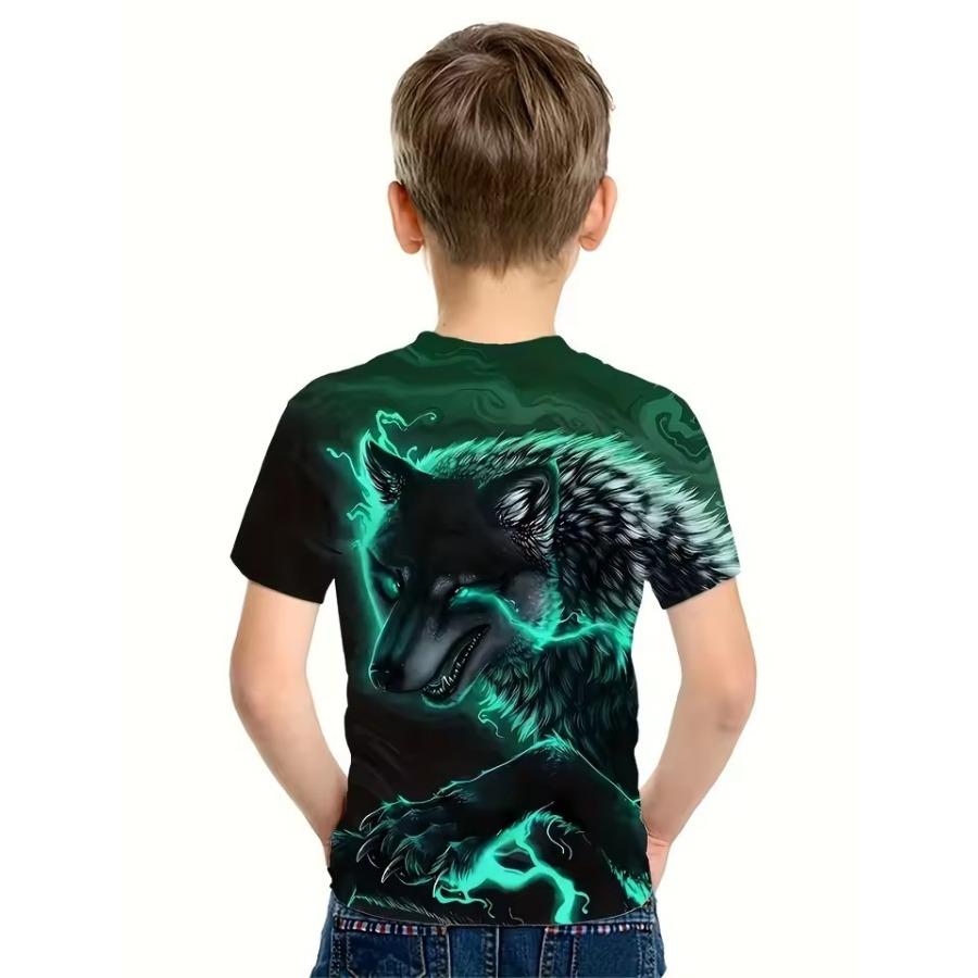 Kids Wolf Cartoon Top Fashion Summer Printed 3D T Shirt Boys Tees Casual Short Sleeve O Neck Girls Tops