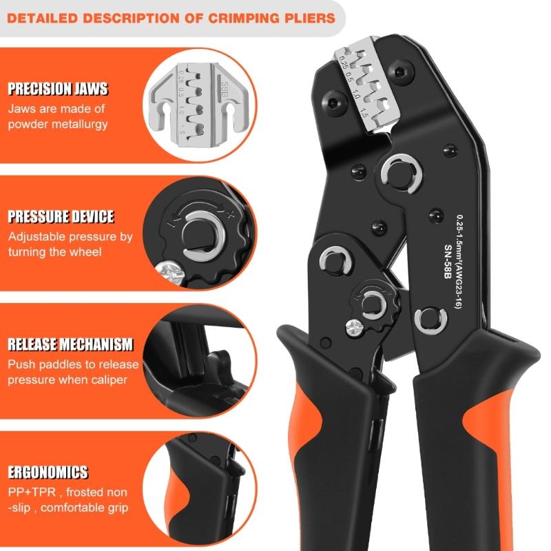Powerful Manual Wire Crimping Tool Kit Including 6 Molds In Small Carrying Case Wiring Installation Equipment