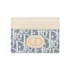 Dior 30 Montaigne Freesia Classic Logo Cotton And Calfskin Card Holder Women Card Holder Blue S2152UDFF-M925