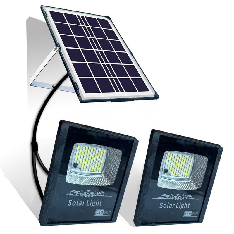 Solar Outside Lights with 206 Bright LEDs, Flood Lights Dusk to Dawn, 16.4ft Cable Waterproof, Security Light for Garden Barn