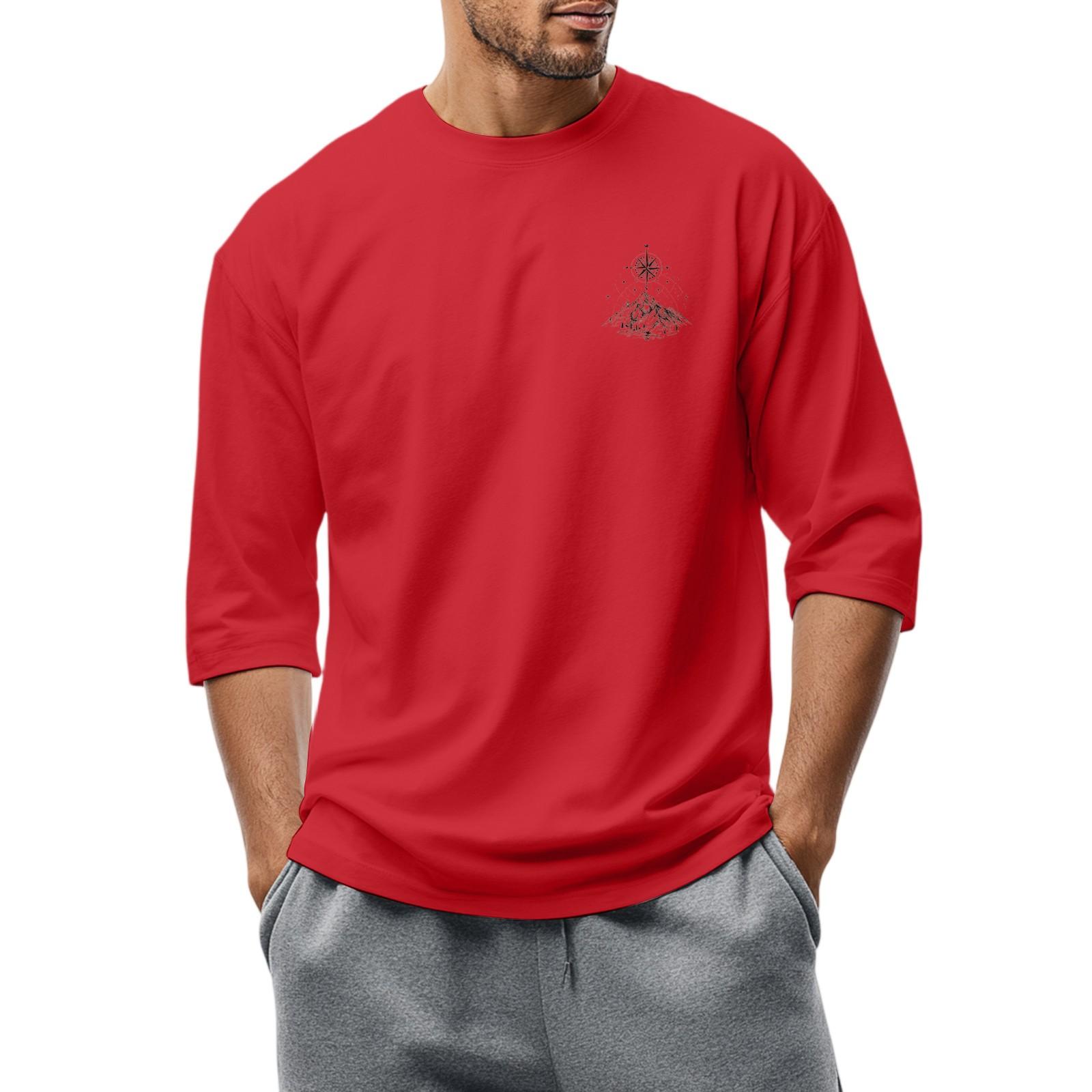 

Men S Round Neck Three-Quarters Sleeve Top Casual Fashion T-Shirt S