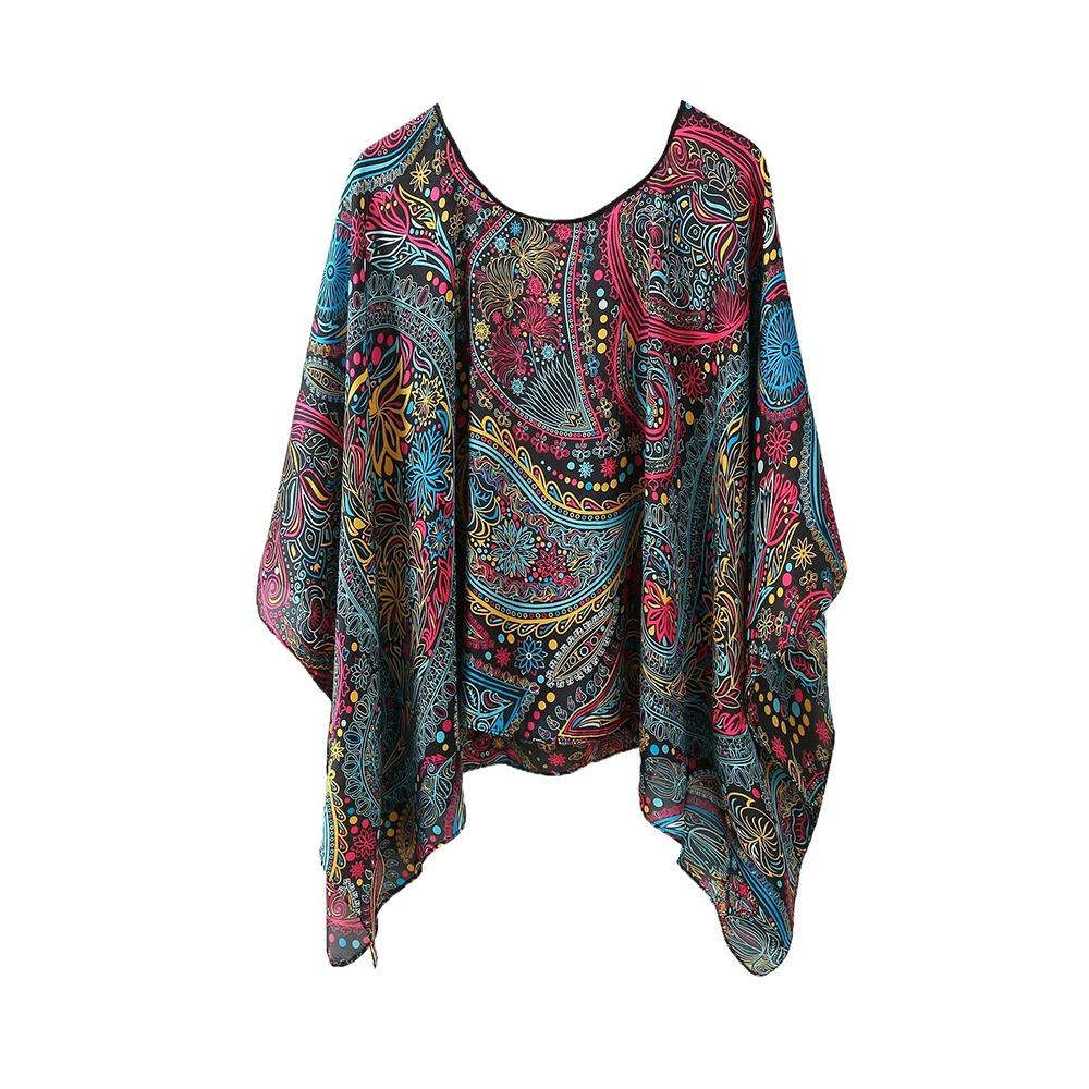Schals Sommer Strand Sexy Damen Mode Druck Chiffon Kittel Bikini Überwurf Locker Bluse Sonnenschutz Bequem Poncho