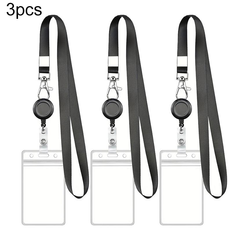 

3/6pcs Card Holder with Black Retractable Badge Clip for Work ID with Lobster Clasp and Waterproof PVC Durable Lanyard TMZ