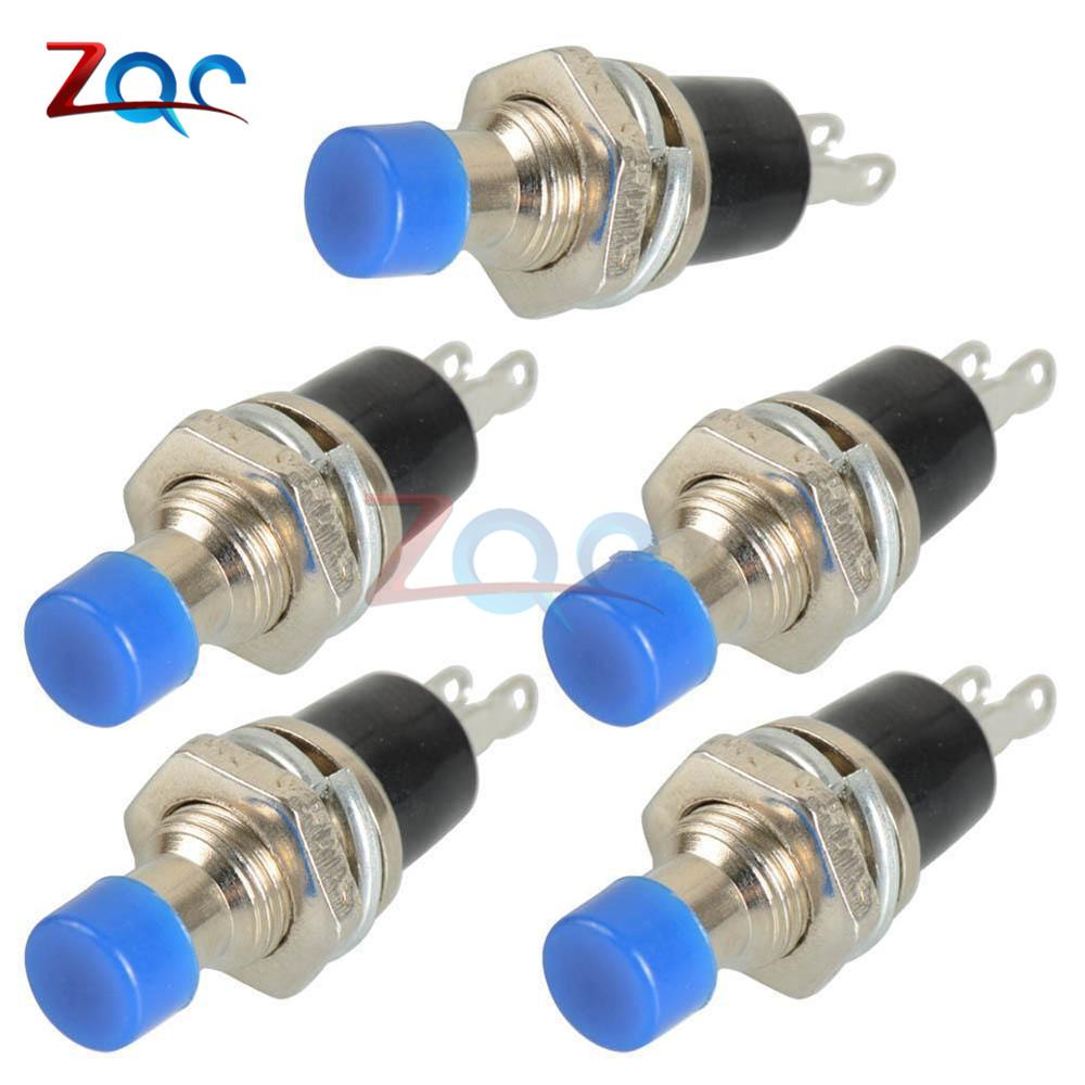 5Pcs PBS-110 2 Pins ON/OFF Push Button Switch Mini Lockless Momentary Switch for RC Toy Red Black Blue Yellow Green