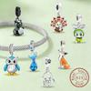 925 Silver Cute Owl Fox Doll Rabbit Elf Series Charms Beads Fit Original Pan Bracelet High Quality DIY Jewelry
