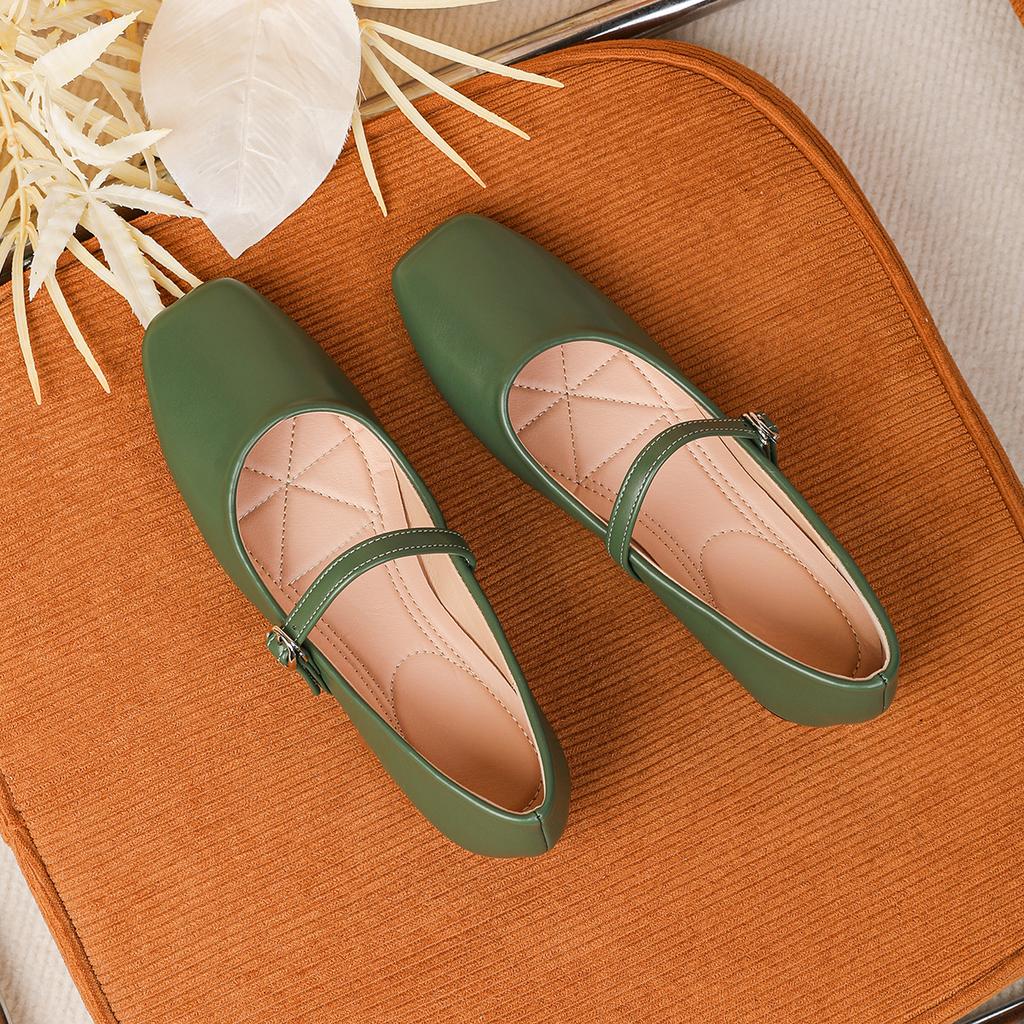 Fashion Flat Shoes for Women 2025 Spring and Autumn French Square Toe Silver Mary Jane Plus Size Women's Shoes Zapatos Mujer ladies