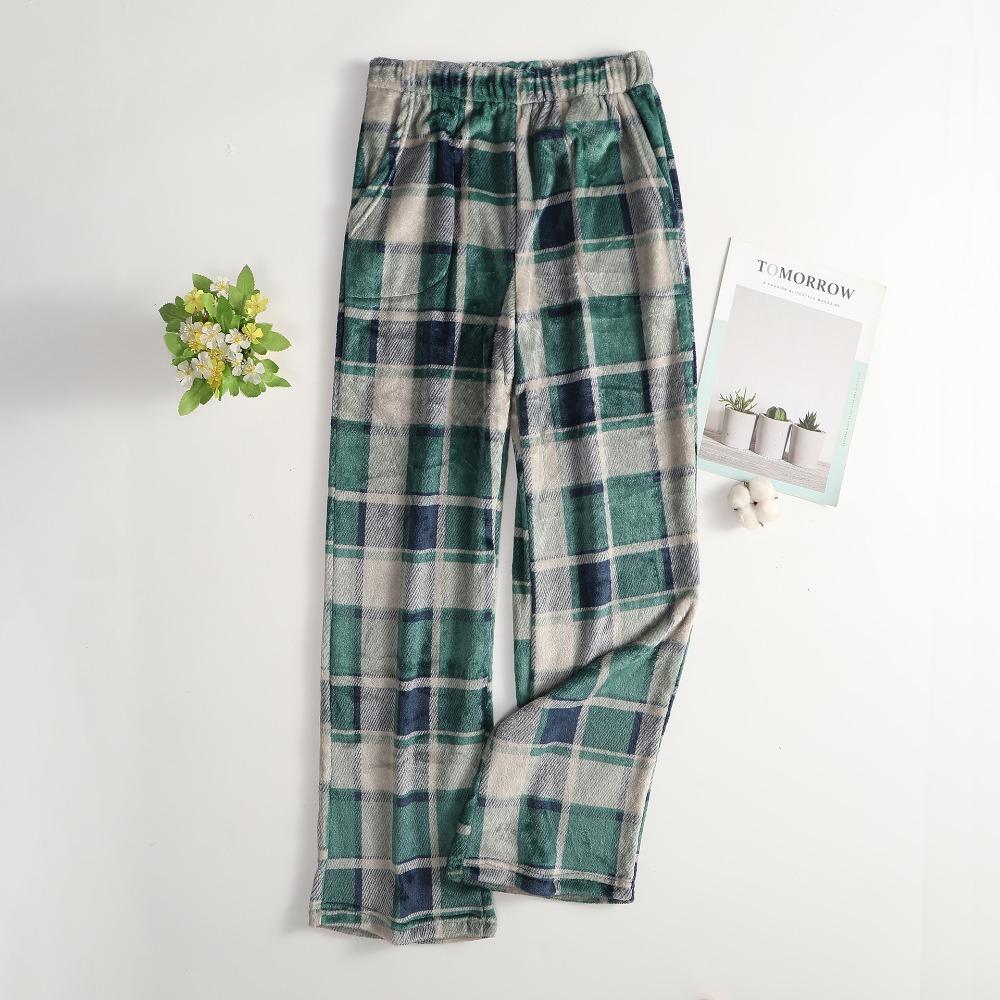 Women's Elastic Waist Plaid Fleece Pajama Pants Loose Fit Sleep Pants For Loungewear