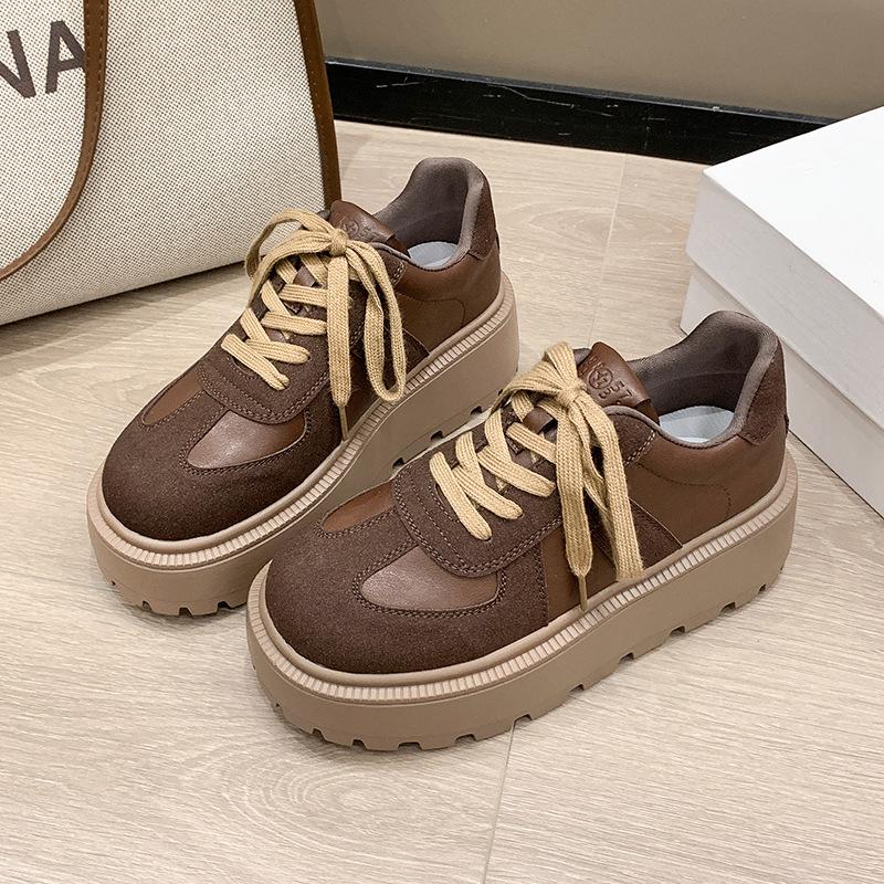 Muffin Platform German Training Shoes Women's Small Lightweight Low-top Board Shoes 2025 Autumn New Versatile Height-increasing Women's Shoes