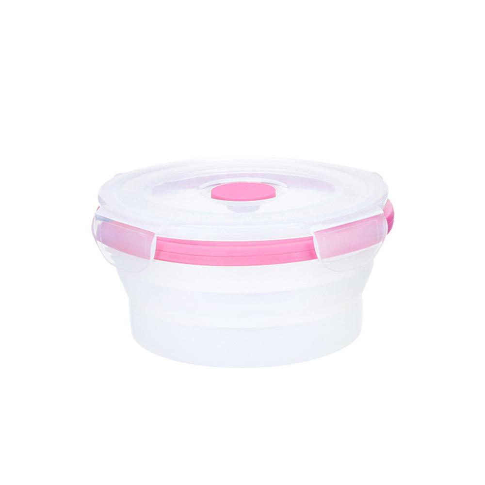 Portable Silicone Folding Bowl Round Sealed Fresh-keeping Travel Instant Fruit Bowls Microwave Oven Lunch Box.