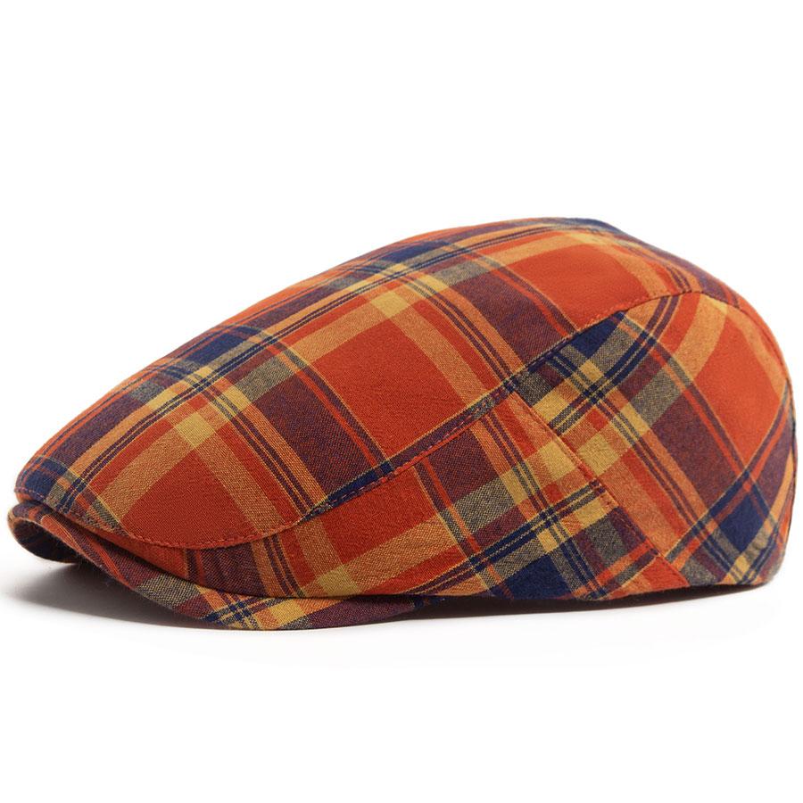 

Thin Plaid Beret Women Men Fashion Vintage Visor Hat Casual Female Newsboy Caps Retro Flat Cap For Summer Spring Autumn New помаранчевий