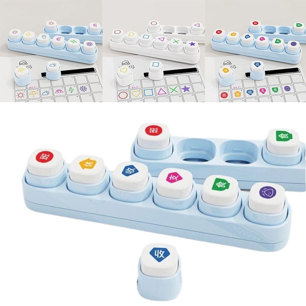 Mini Color Seal Cartoon Stamp Stickers Kit Blue / White Decorative Stamp  Album Decoration