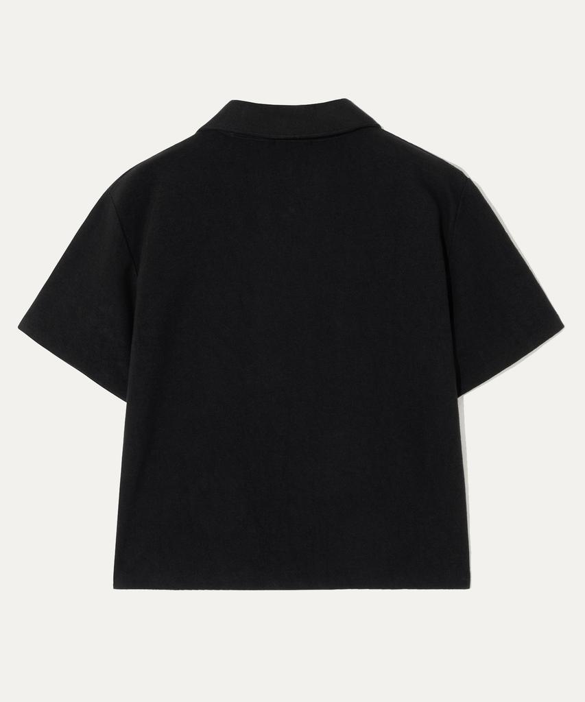 Mayol Print Terry Short Sleeve Polo Cardigan_Black