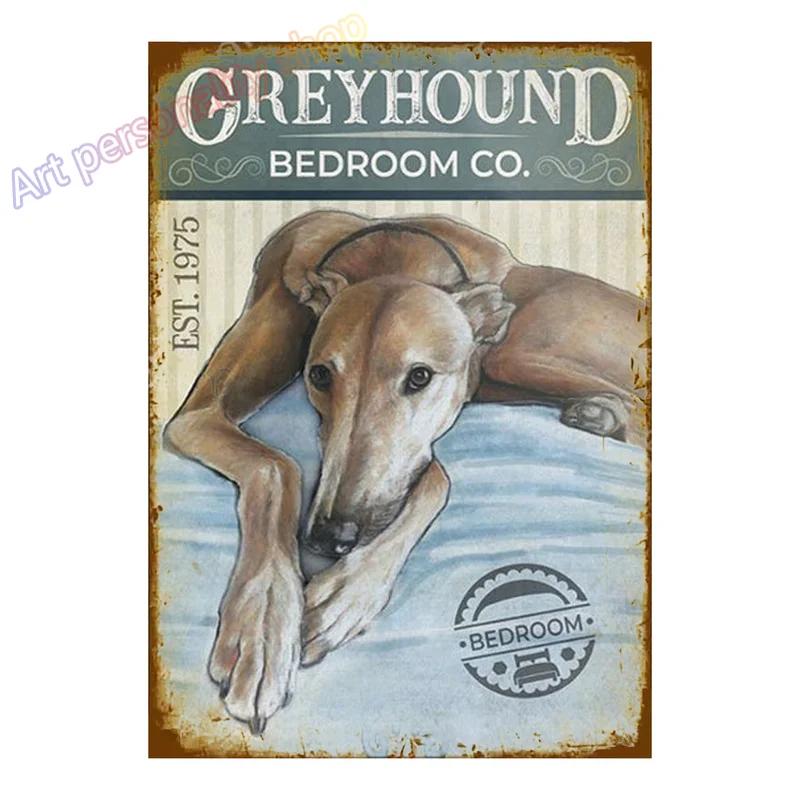 Italienisches Windspiel Hund Haustier Kaffee Bar Hund Kaffeehaus Vintage Plakette Poster Blechschild Wanddeko Hängende Metalldekoration 8x12in