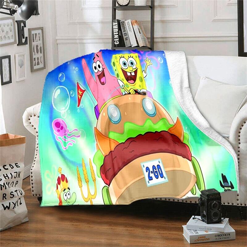 CartoonS-Spongebob Morbido Peluche Divano Letto Coperta da Lancio Cartoon Coperte da Picnic Moderna Coperta in Flanella Coperta Stampata Regalo