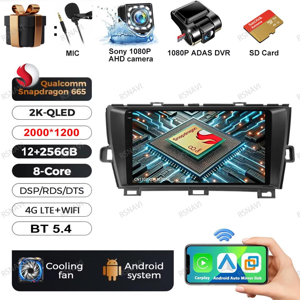 Car Radio Android 16 For Toyota Prius XW30 2009 - 2015 LHD BT DSP Viedo Player GPS Autoradio Multimedia 4G LTE QLED Head Unit