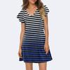 Women's Casual V-Neck A-Line Dress With Short Ruffled Edge Cuff Pocket Dress Cuff Pocket Dress
