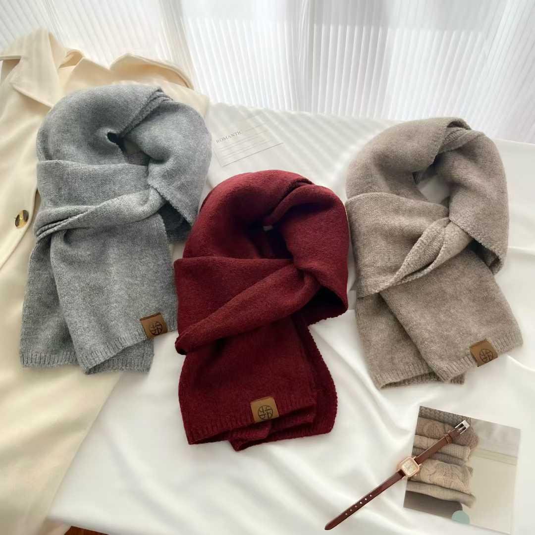 

Жіночий шарф у корейському стилі з вовняної суміші 2025 - Однотонний, Теплий та захищений від холоду, Осінньо-зимовий шаль