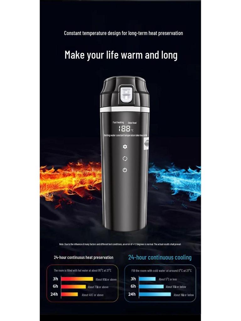 Smart Stainless Steel Travel Car Kettle - Insulated Heating Cup