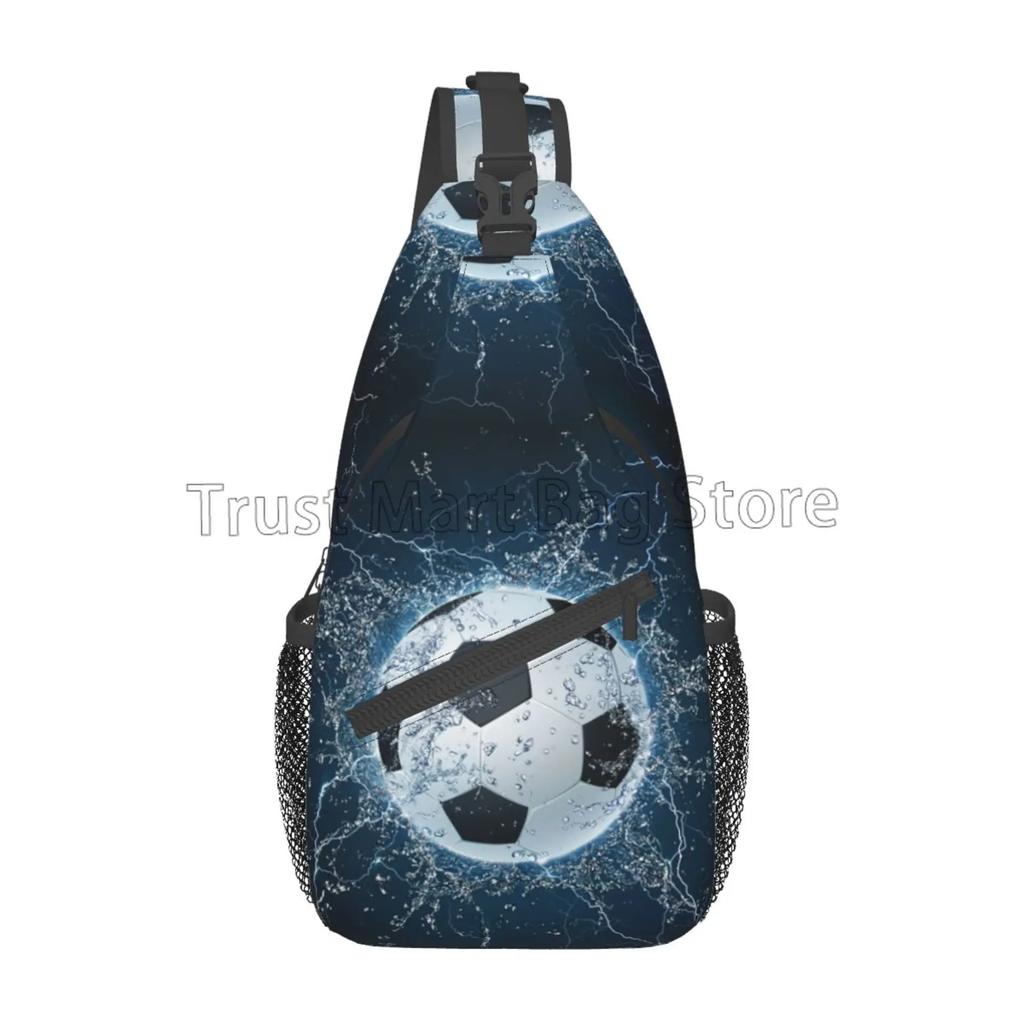 Soccer Ball Print Sling Bag Cool Football Art Pattern Crossbody Backpack Casual Chest Bag Lightweight Daypack for Travel Sports