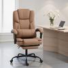 Office Chair with Cat Paw Leather Upholstery, Footrest, Height-Adjustable, Rollable, Brown