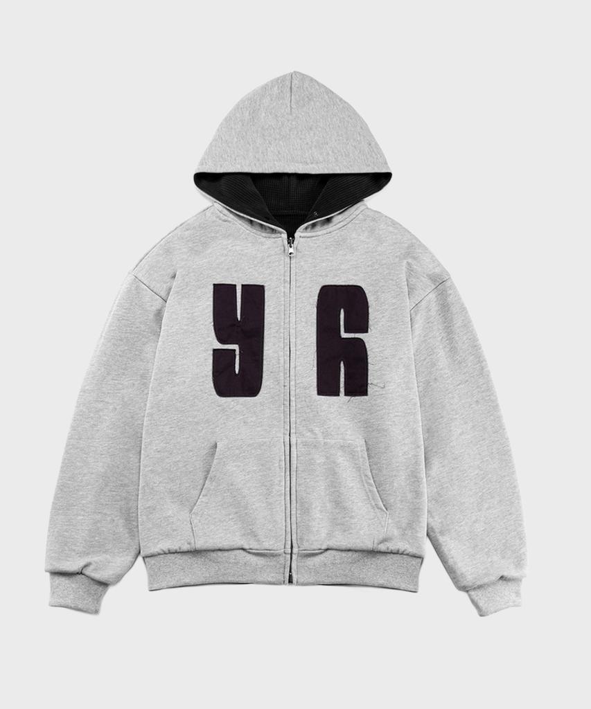 Saintpain Sp Waffle Reversible Zip-Up Hoodie Charcoal