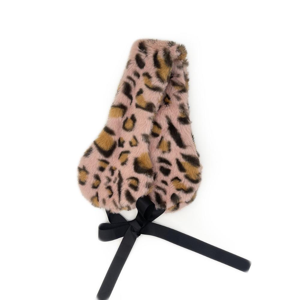 Solid Color Leopard Headbands Plush Warm Scarf Fashion Ear Warmer Women Headwear