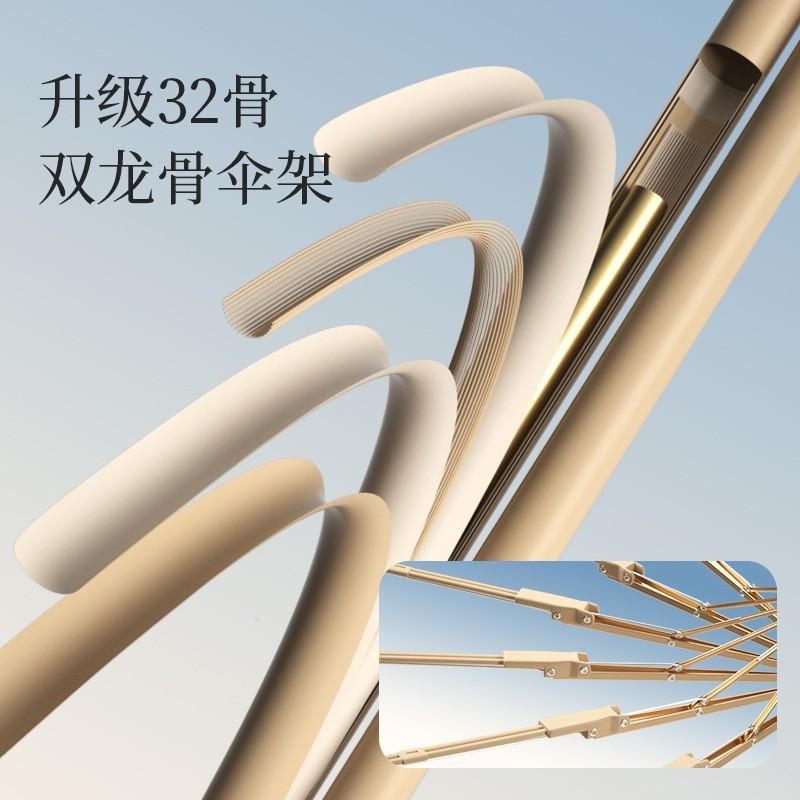 32-Rib Chinese Style Folding Umbrella Women UV Protection Rain Sun Dual Use