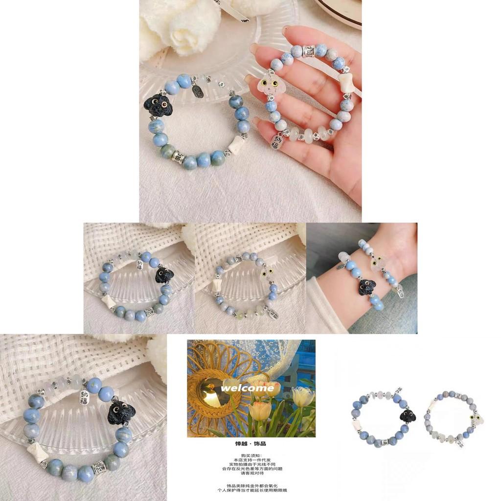 Adorable Resin Dog Couple Bracelet Handmade Ceramic Beads Fresh Summer Jewelry