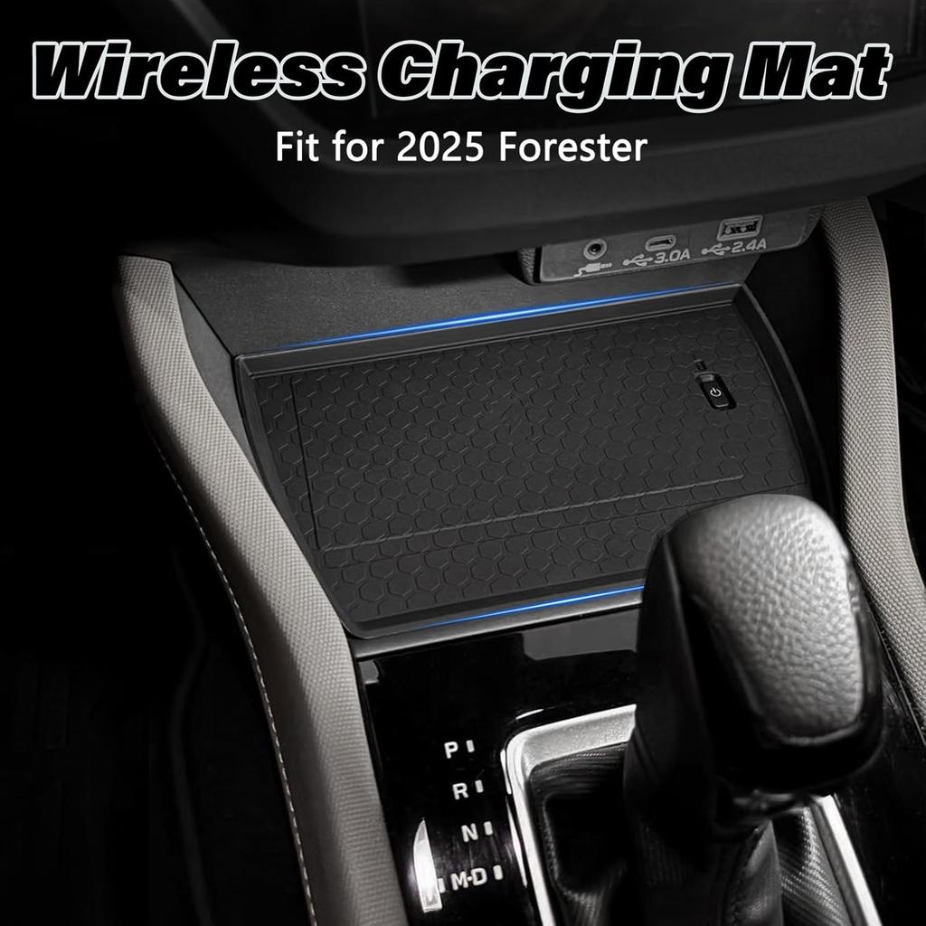 JKCOVER Center Console Wireless Charging Protective Non-Slip Mat Compatible With 2025 Subaru Forester Interior Accessories Waterproof Silicone