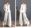Women's High-Waist Wide-Leg Linen Pants, Plus Size, Floor-Length for Spring/Summer 2024.