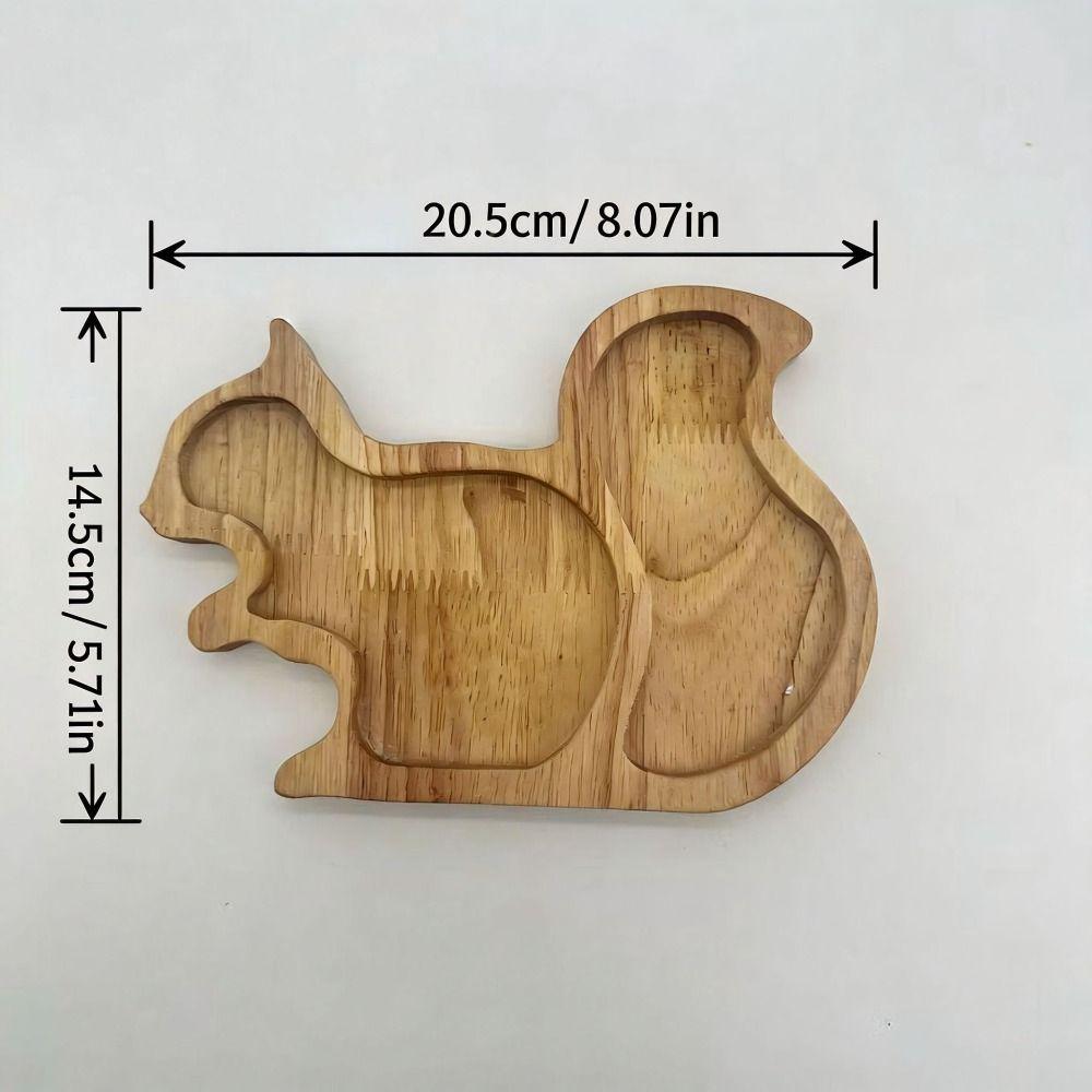 Wood Squirrel Wooden Snack Tray Squirrel Fruit Shape Double Dish Holder Home Decor