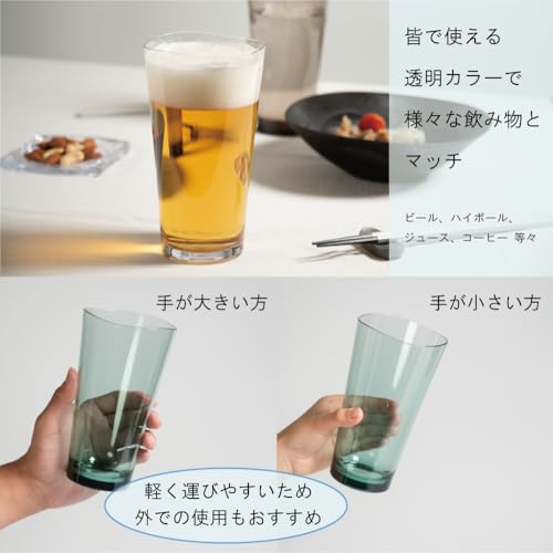 Plakira Breakproof Beer Glasses, Set of 6, 660ml, Dishwasher Safe, Made in Japan, Perfect for Outdoor Activities, Kids, and Home Parties. Cute and Sty
