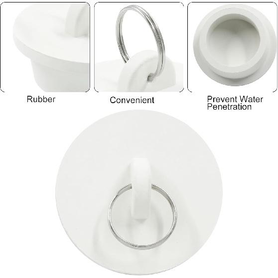 4 Pack Sink Bathtub Plug Rubber Sink Stopper White Bath Tub Drain Stoppers with Pull Ring for Kitchen, Bathtub,Laundry Sink(White)