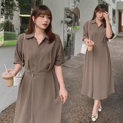 Plus Size Women's A-line Summer Dress with Collar