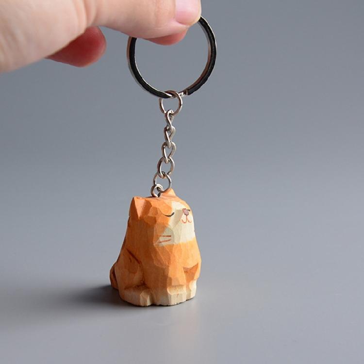 Holz Katze Schlüsselanhänger Cartoon Anhänger Schlüsselring Rucksack Hängendes Ornament Geschenk