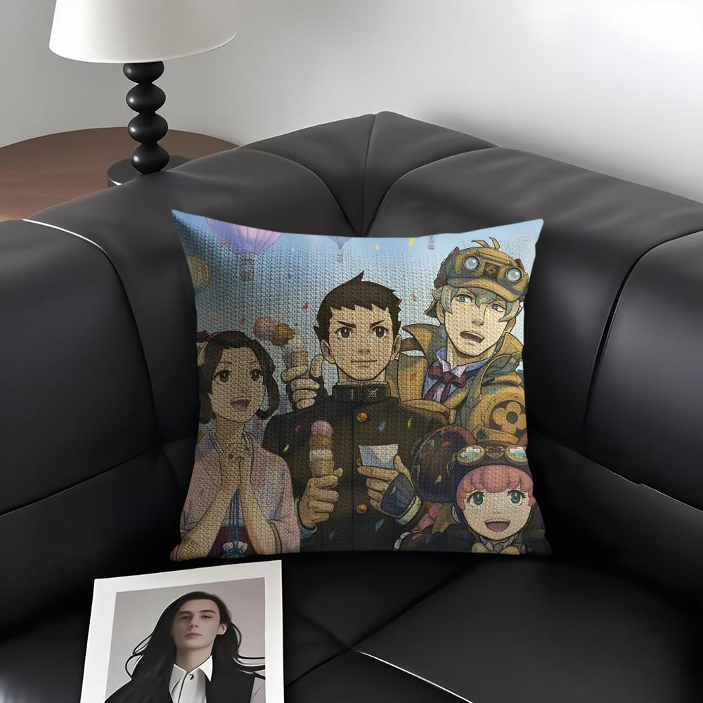 A-Ace Attorneyy Anime Cushion Cover Natural Linen Organic Fabric Double-Sided Printing Sofa Home Decor Gift Pillow Case