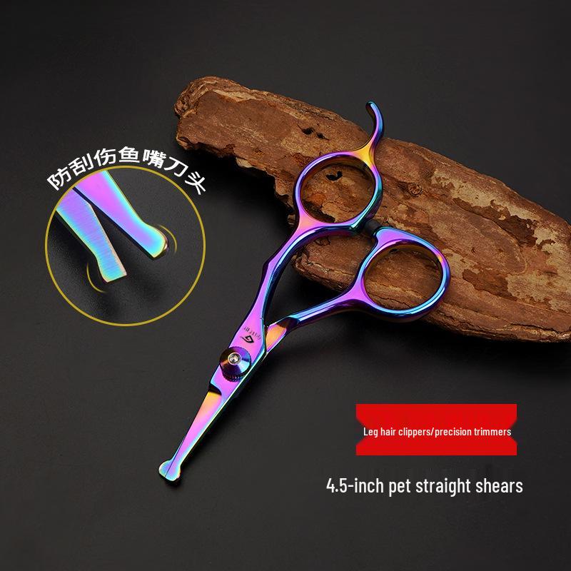 Pet Grooming Scissors Set: Round Head, Safety Nose, Hair & Ear Trimming, Flat & Tooth Shears